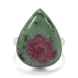 Ruby-Zoisite Ring with White Sapphire in Sterling Silver