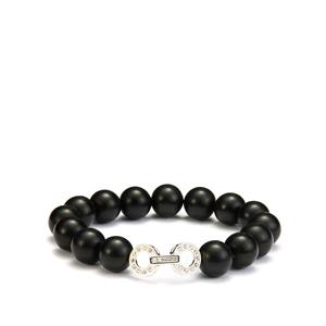 Khotan Mutton Fat Jade Bracelet with Ethiopian Opal in Sterling