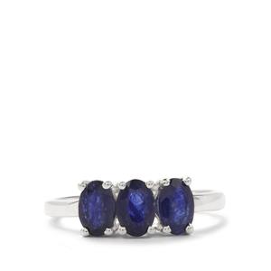 Blue Sapphire & Diamond Sterling Silver Ring | Gemporia