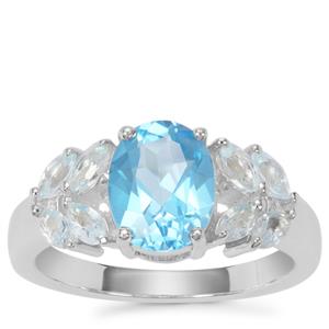 Swiss Blue Topaz Ring with Sky Blue Topaz in Sterling Silver 2.86cts