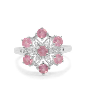 Mozambique Pink Spinel & White Zircon Sterling Silver Ring ATGW 1.42cts