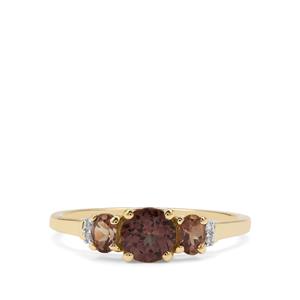 Bekily Colour Change Garnet Ring with White Zircon in 9K Gold 1.19cts