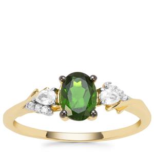 Chrome Diopside & White Zircon 9K Gold Ring ATGW 1.08cts