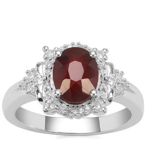 Gooseberry Grossular Garnet Ring with White Zircon in Sterling Silver 2.52cts