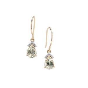 Peacock Parti Oregon Sunstone Earrings with White Zircon in 9K Gold 1.33cts