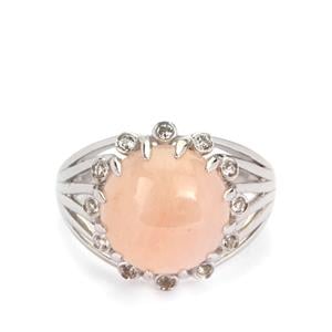 6.69cts Galileia Morganite & White Topaz Sterling Silver Ring 
