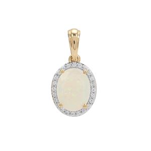 Ethiopian Opal & White Zircon 9K Gold Pendant ATGW 1.35cts