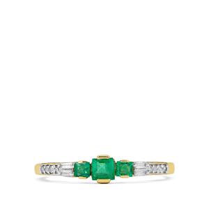 Panjshir Emerald & Diamond 9K Gold Tomas Rae Ring ATGW 0.50ct