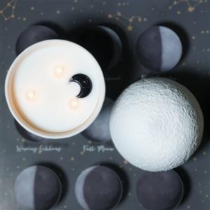 Ceramic Moon Candle with an Obsidian Moon