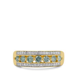 2/3ct Blue Lagoon & White Diamonds 9K Gold Ring   