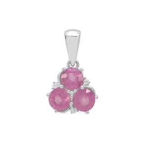 Ilakaka Hot Pink Sapphire Pendant with White Zircon in Sterling Silver 2.30cts