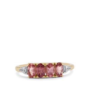Mahenge Pink Spinel & White Zircon 9K Gold Ring ATGW 1.05cts
