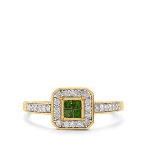 1/3ct Green, White Diamond 9K Gold Ring 
