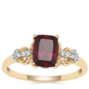 Tocantin Garnet Ring with White Zircon in 9K Gold 1.85cts