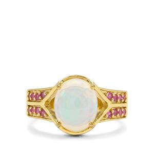 Ethiopian Opal & Pink Sapphire Midas Ring ATGW 2.20cts