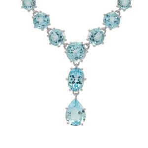 53cts Sky Blue Topaz Sterling Silver Necklace 