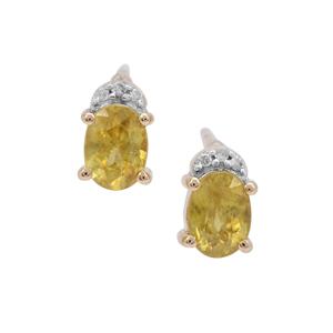 Ambilobe Sphene Earrings with Diamond in 9K Gold 1.31cts