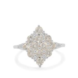 Plush Diamond Sunstone & White Zircon Sterling Silver Ring ATGW 1.40cts