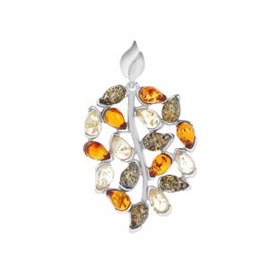Baltic Cognac, Champagne & Green Amber (4x6mm) Pendant in Sterling Silver 