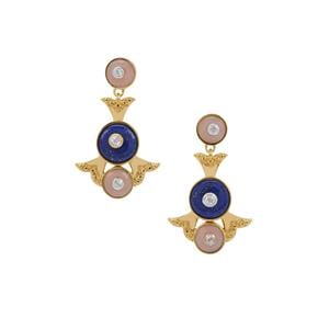 Sar-i-Sang Lapis Lazuli, Peruvian Pink Opal & White Topaz Midas Earrings ATGW 3.75cts