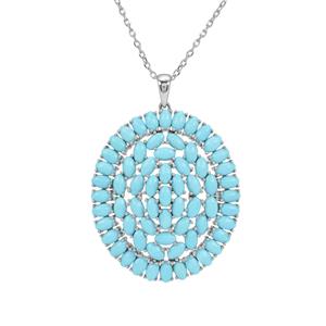 13.66ct Sleeping Beauty Turquoise Rhodium Flash Sterling Silver Pendant Necklace