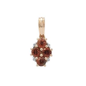 Padparadscha Oregon Sunstone Pendant with White Zircon in 9K Gold 1.05cts
