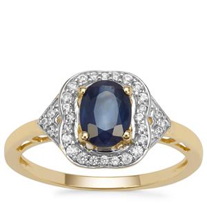 Kanchanaburi Sapphire Ring with White Zircon in 9K Gold 1.25cts