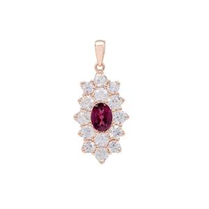 Comeria Garnet Pendant with White Zircon in 9K Rose Gold 6.30cts