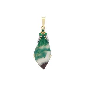 Aquaprase™, Zambian Emerald & Diamond 9K Gold Pendant ATGW 10.45cts