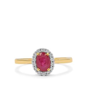 John Saul Ruby Ring with White Zircon in Gold Plated Sterling Silver 1.35cts