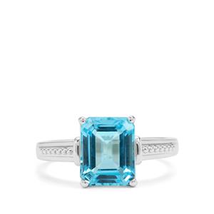 3.85ct Swiss Blue Topaz Sterling Silver Ring 