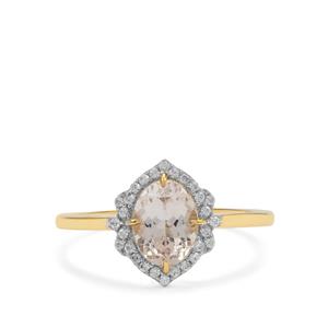 Rose Danburite & White Zircon 9K Gold Ring ATGW 1.40cts