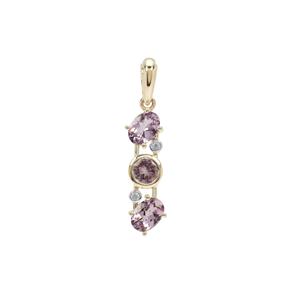 Mahenge Pink Spinel Pendant with White Zircon in 9K Gold 1.85cts