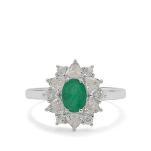 Sakota Emerald & White Zircon Sterling Silver Ring ATGW 2.40cts