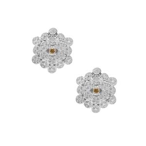1/20ct Champagne Diamonds Sterling Silver Earrings 