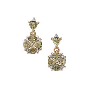 Mansanite™ & Diamond 9K Gold Earrings ATGW 1.25cts