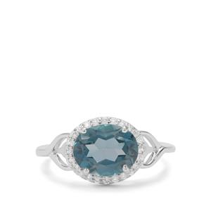 3.50ct London Blue, White Topaz Sterling Silver Ring 