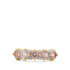 Cherry Blossom Morganite Ring with Diamond in 9K Gold 1.15cts