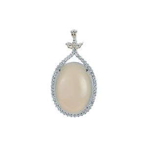Chalcedony & White Topaz Sterling Silver Pendant ATGW 14.42cts