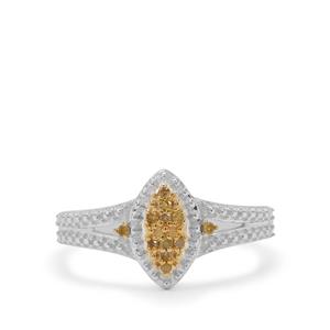 1/20ct Yellow Diamond Sterling Silver Ring