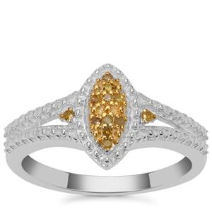 Yellow Diamond Ring in Sterling Silver 0.07ct