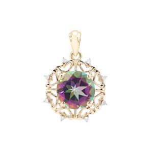 Mystic Topaz Pendant with Diamond in 9K Gold 3.25cts