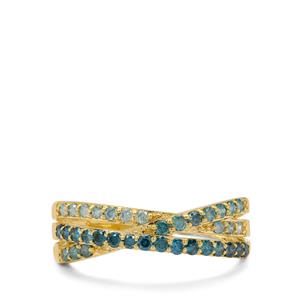 1/2ct Blue Ombre Diamonds 9K Gold Ring 