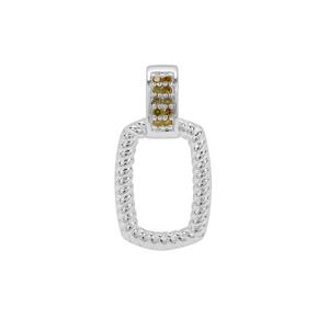 1/20ct Natural Yellow Diamonds Sterling Silver Pendant
