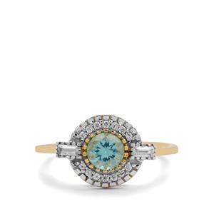Madagascan Apatite & White Zircon 9K Gold Ring ATGW 0.80ct
