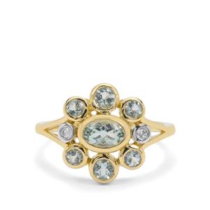 Aquaiba™ Beryl & Diamond 9K Gold Ring ATGW 0.85ct