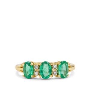 Zambian Emerald & Diamond 9K Gold Ring ATGW 1.35cts