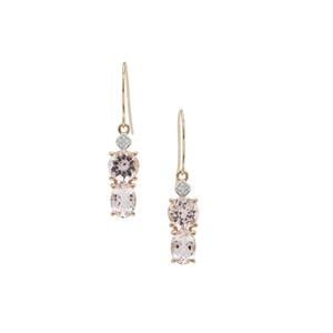 Cherry Blossom Morganite & Diamond 9K Gold Tomas Rae Earrings ATGW 2.85cts