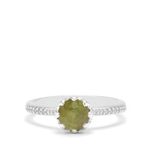 Ambilobe Sphene & White Zircon Sterling Silver Ring ATGW 1.35cts