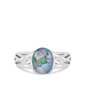 Mosaic Opal Sterling Silver Ring  (9.50 x 8mm)